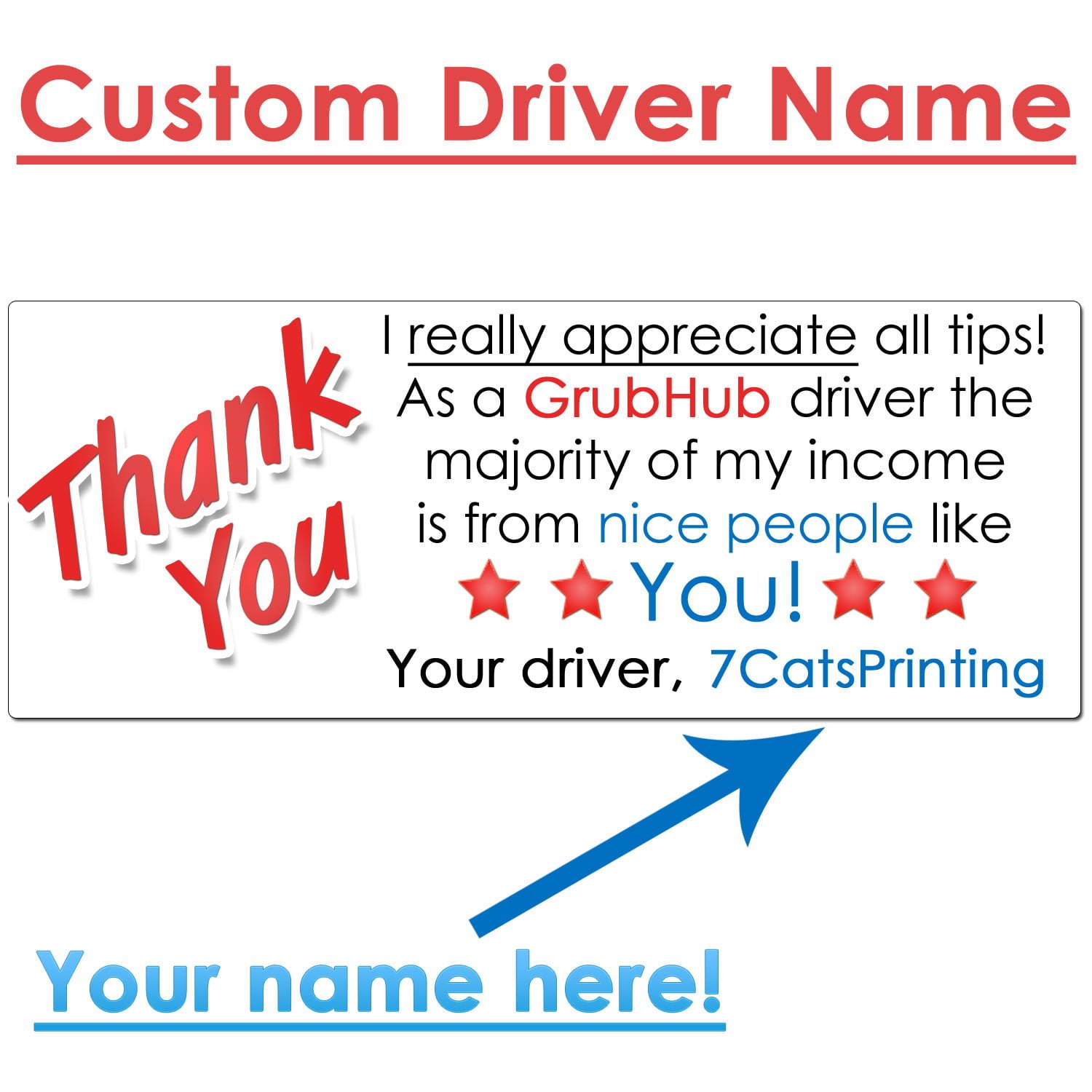 grubhub thank you stickers