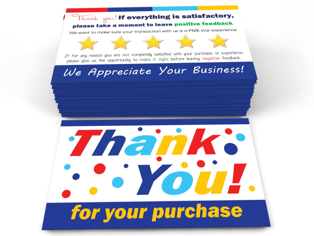 colorful thank you cards for ebay sellers