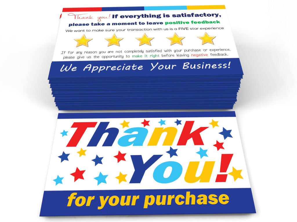 modern stars colorful seller thank you cards